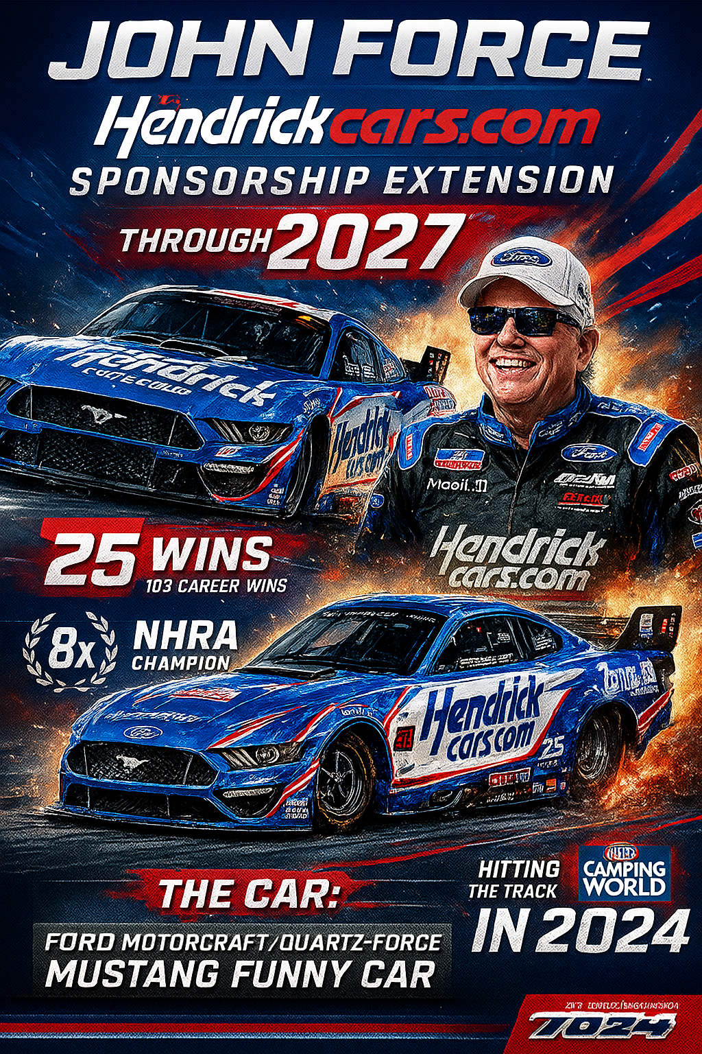 john force hendrickcars.com sponsorship extension