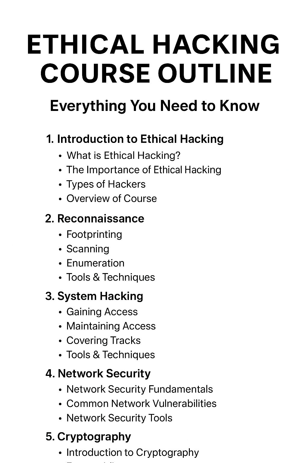 ethical hacking course outline