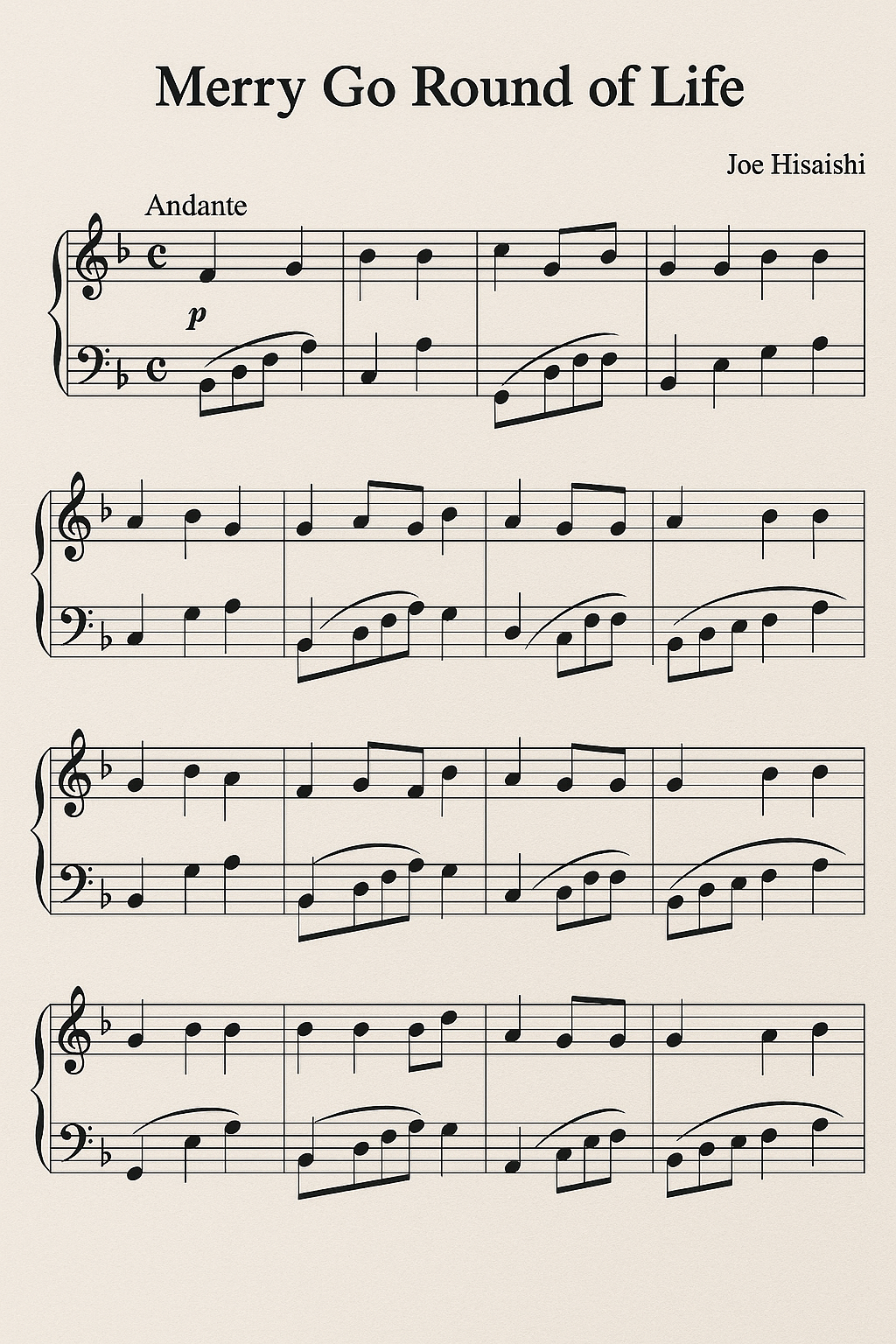 merry go round of life piano sheet music