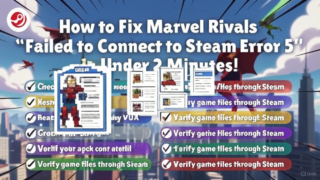 marvel rivals failed to connect to steam error 5