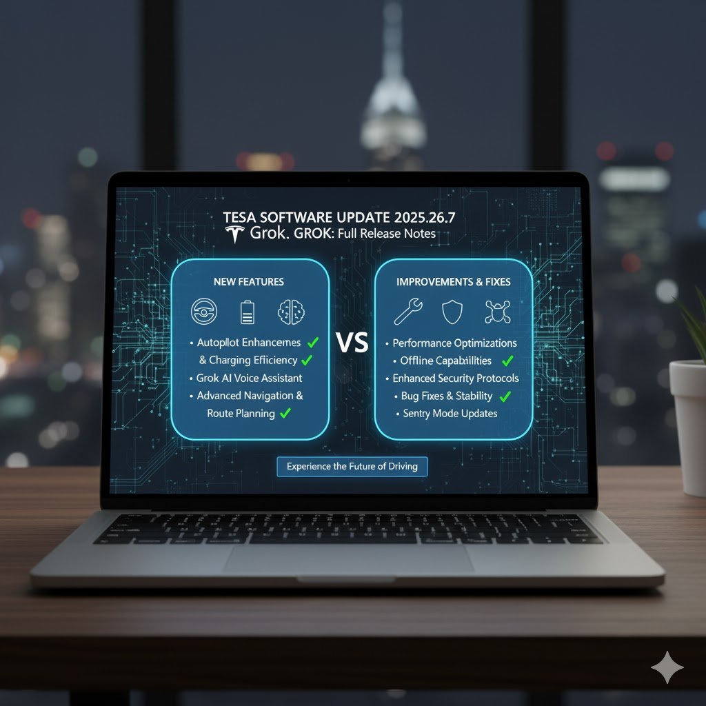 tesla software update 2025.26.7 grok